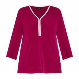 Tia Top With Mirrored Trim Magenta  - Plus Size Collection