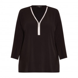 Tia Top With Mirrored Trim Black - Plus Size Collection
