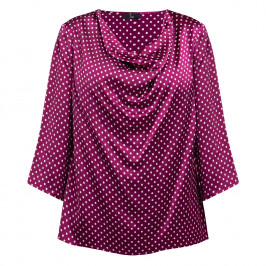 Tia Satin Polka Dot Top Magenta  - Plus Size Collection