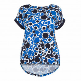 TIA CIRCLE PRINT GROSGRAIN RIBBON TIE TOP - Plus Size Collection