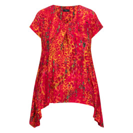 Tia Animal Print Tunic Coral  - Plus Size Collection