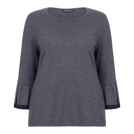 VERPASS SWEATER PLEATED TRUMPET CUFF GREY - Plus Size Collection