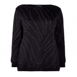 VERPASS ABSTRACT INTARSIA JUMPER BLACK - Plus Size Collection