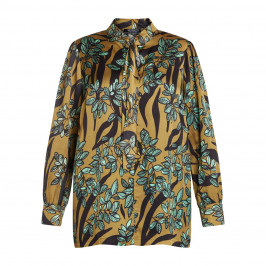VERPASS LEAF PRINT SHIRT OLIVE - Plus Size Collection