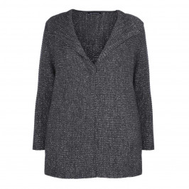 VERPASS RIBBED LUREX CARDIGAN IN CHARCOAL - Plus Size Collection