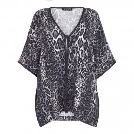 VERPASS monochrome leopard print poncho CARDIGAN - Plus Size Collection