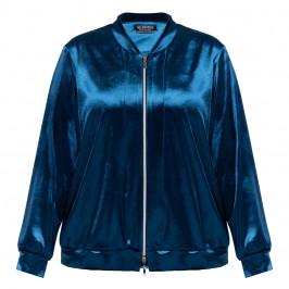 Verpass Velour Zip Up Blouson Jacket Cobalt  - Plus Size Collection