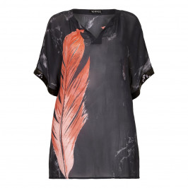 VERPASS feather print chiffon KAFTAN - Plus Size Collection