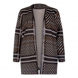 BEIGE LABEL KNITTED PRINT CAMEL JACQUARD GRID EFFECT JACKET - Plus Size Collection