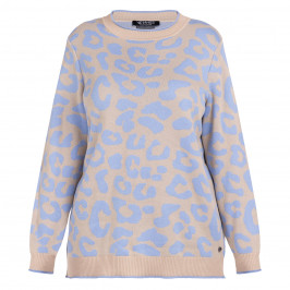Verpass Leopard Print Knitted Tunic Blue and Beige - Plus Size Collection