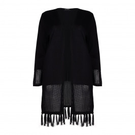 VERPASS black fringed LONG CARDIGAN - Plus Size Collection