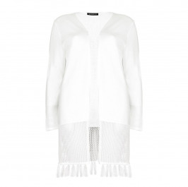 VERPASS ivory fringed LONG CARDIGAN - Plus Size Collection