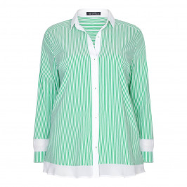 VERPASS GREEN STRIPED COTTON BLEND SHIRT  - Plus Size Collection