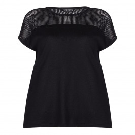 VERPASS black net-knit yoke SWEATER - Plus Size Collection