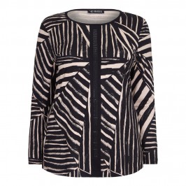 VERPASS abstract monochrome stripes print TOP - Plus Size Collection