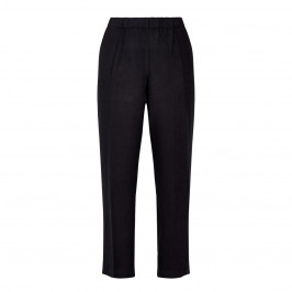 BEIGE STRAIGHT LINEN TROUSERS BLACK - Plus Size Collection