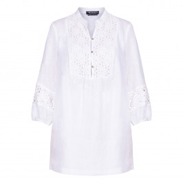 Verpass Lace Bib Linen Tunic White  - Plus Size Collection