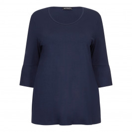 VERPASS NAVY JERSEY TUNIC WITH TRUMPET SLEEVES  - Plus Size Collection