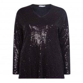 LUISA VIOLA V-NECK SEQUIN TOP BLACK - Plus Size Collection