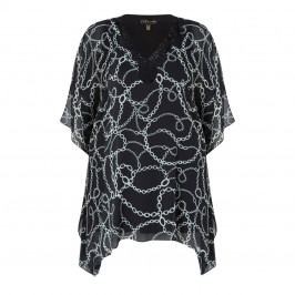 YOEK BLACK AND WHITE EMBELLISHED TUNIC - Plus Size Collection