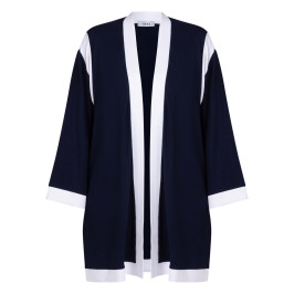 Yoek Jersey Cardigan Navy White Tipping - Plus Size Collection