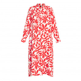 Yoek Linen Floral Dress Red and White - Plus Size Collection