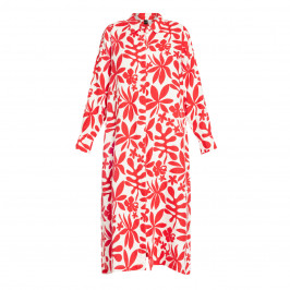 Yoek Linen Floral Dress Red and White - Plus Size Collection