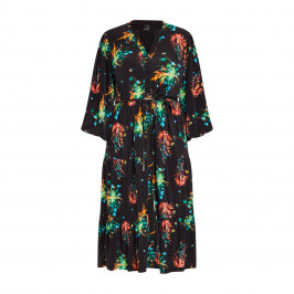 Yoek Leaf Print Midi Dress Multicolour - Plus Size Collection