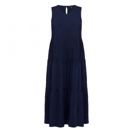 Yoek Tiered Cotton Jersey Dress Navy - Plus Size Collection