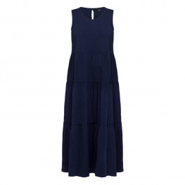 Yoek Tiered Cotton Jersey Dress Navy - Plus Size Collection