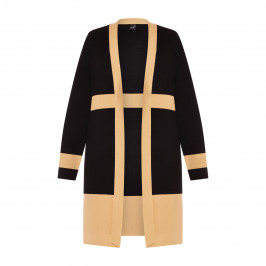 Yoek Long Cardigan Black and Camel - Plus Size Collection