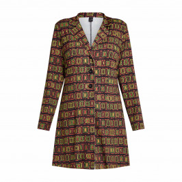 Yoek Aztec Print Long Jacket Bronze - Plus Size Collection