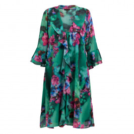 Yoek Georgette Long Jacket Print Green  - Plus Size Collection