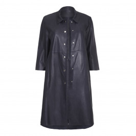 YOEK navy leather shirt style coat - Plus Size Collection