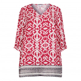 YOEK TILE PRINT TUNIC RED - Plus Size Collection