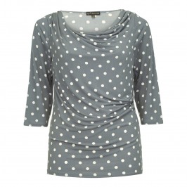 YOEK grey polka dot drape neck TOP - Plus Size Collection