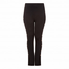 YOEK BLACK TROUSERS WITH GOLD SIDE BUTTONS - Plus Size Collection
