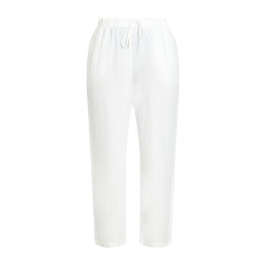 Yoek Pull on Linen Trousers White - Plus Size Collection