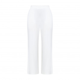 Yoek Pull on Wide Leg Stretch Jersey Trouser White - Plus Size Collection