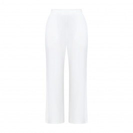 Yoek Pull on Wide Leg Stretch Jersey Trouser White - Plus Size Collection