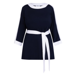 Yoek Belted Tunic Navy - Plus Size Collection