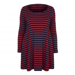 YOEK Navy & Red Breton stripe cotton-jersey Tunic - Plus Size Collection