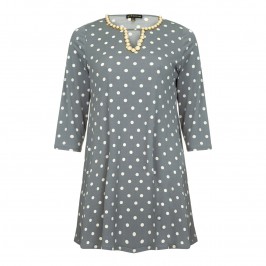 YOEK GREY POLKA DOT TUNIC WITH EMBELLISHED NECKLINE - Plus Size Collection