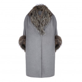 YOEK FUR TRIM PURE CASHMERE COAT - Plus Size Collection