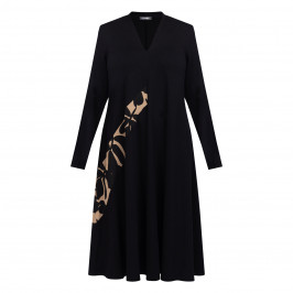 Alembika V-Neck Jersey Dress Black and Tan - Plus Size Collection