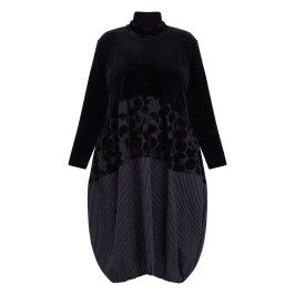 Alembika Velvet Patchwork Dress Black  - Plus Size Collection