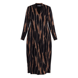 Alembika Abstract Print Dress Brown  - Plus Size Collection