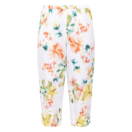 Alembika Cotton Tropical Flowers Trousers White - Plus Size Collection