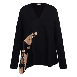 Alembika V-Neck Velvet Insert Jersey Tunic Black - Plus Size Collection
