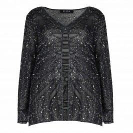 BEIGE GUNMETAL SEQUINNED SILK JACKET - Plus Size Collection